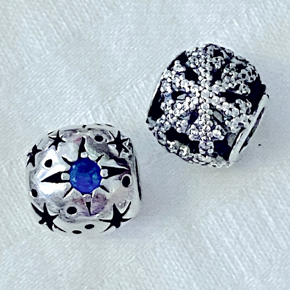 2 Sterling Silver Charms: Disney Dreams and Snowflake for charm bracelets - Picture 4 of 9